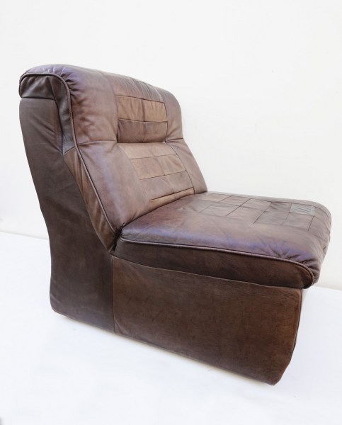Vintage leather patchwork fauteuil-17